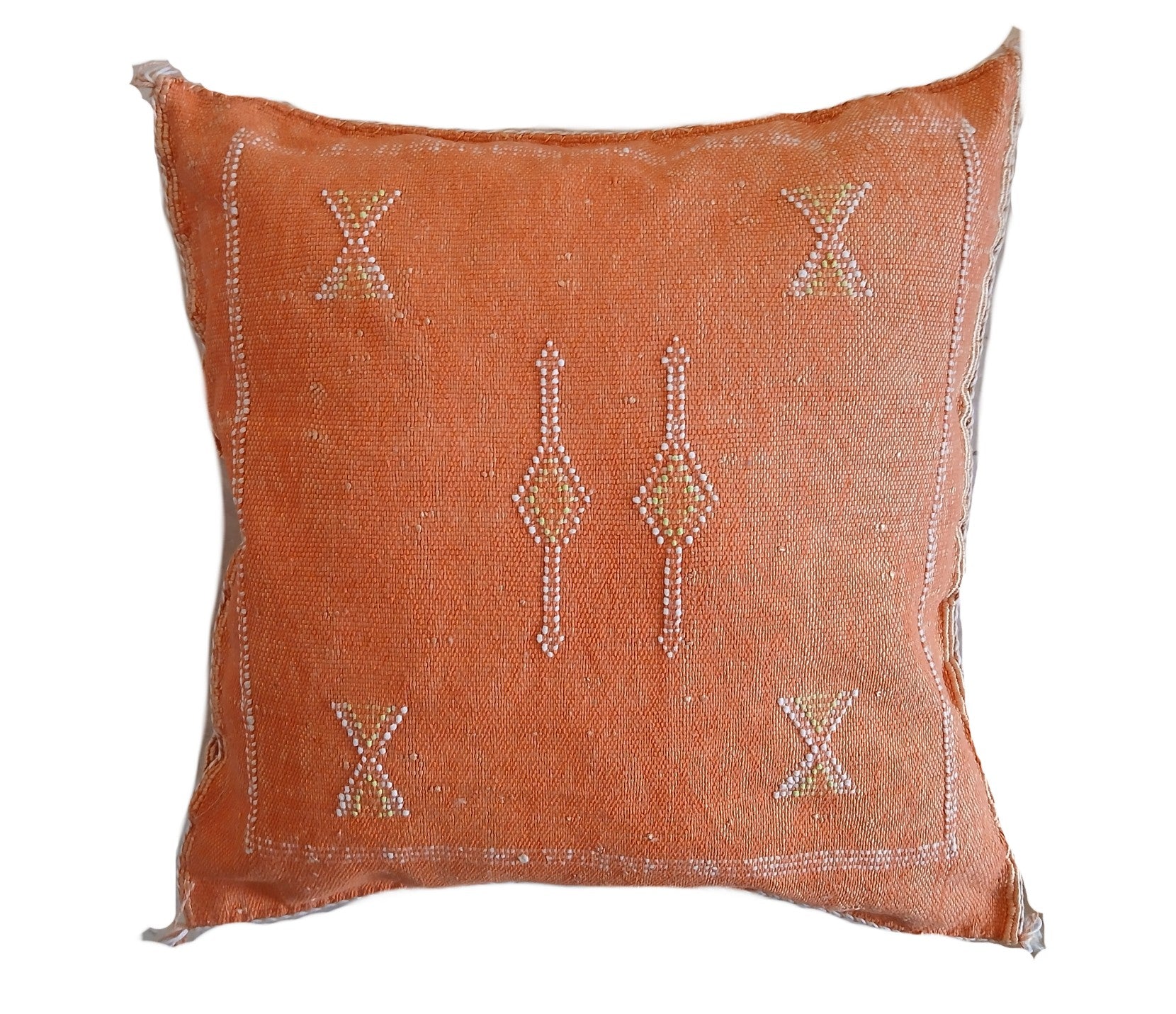 Handmade Moroccan Cushion Cover – Sabra Silk Pillow – Nada - Orange