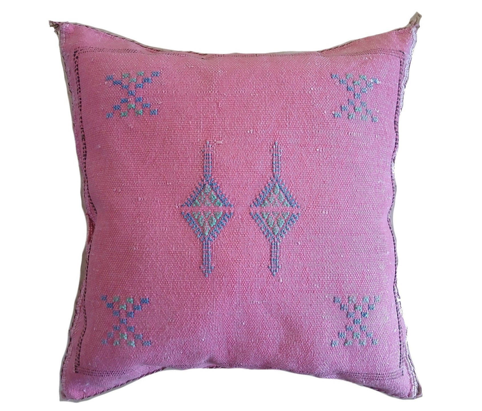 Handmade Moroccan Cushion – Sabra Cactus Silk Pillow Imran - Pink