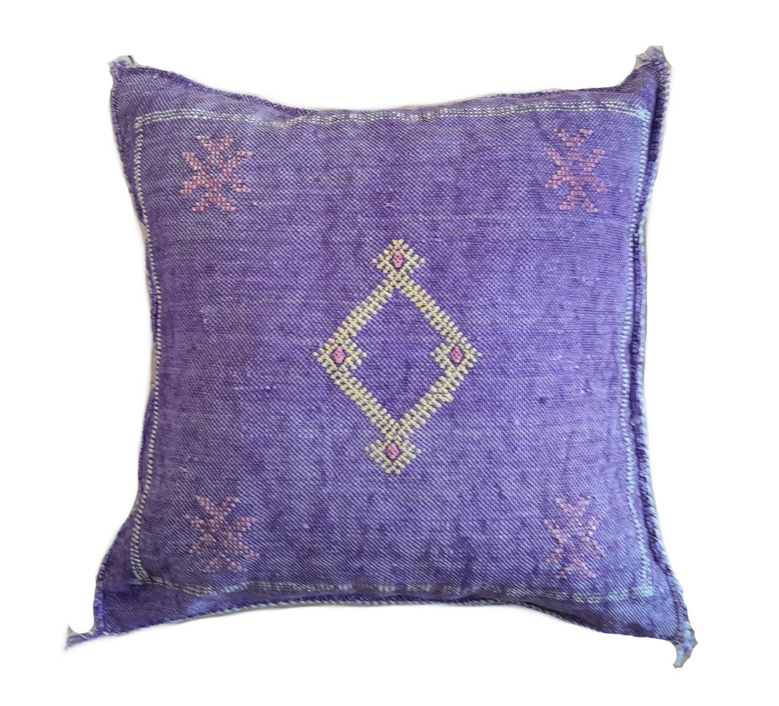 Handmade Moroccan Cushion – Sabra Cactus Silk Pillow Zahra - Lavender