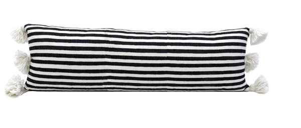 X Large Pom Pom Lumbar Pillow Cover - Zebra Print