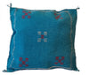 Handmade Moroccan Cushion Cover – Sabra Silk Pillow – Sidi Yahya - Turquoise