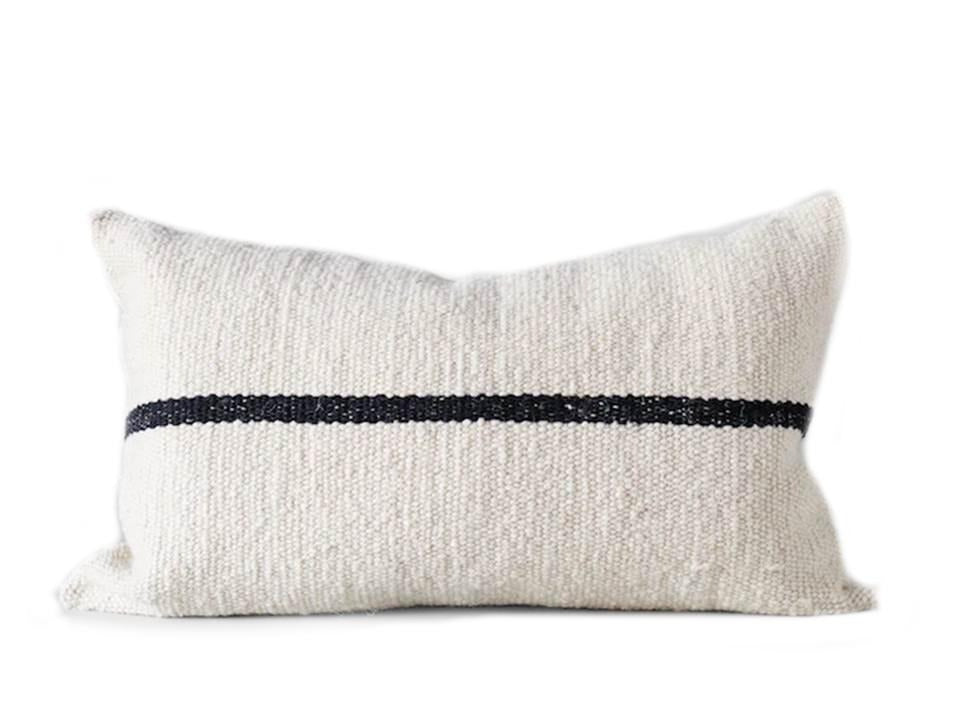 Lumbar Pillow Cover White with Black Stripe Lana