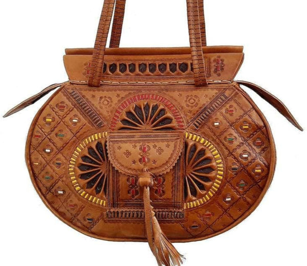 Handmade Mexican Leather Bag Hand-tooled Embossed Leather 