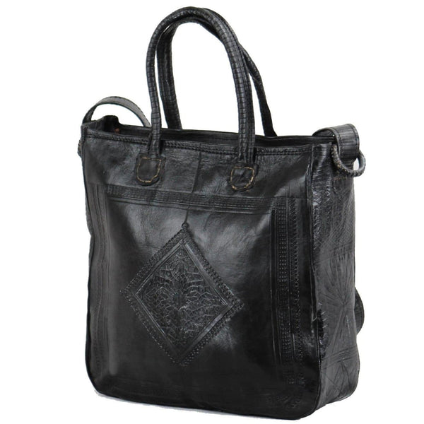 Heritage Book Tote Bag Black Leather Tote By Moroccan Corridor®