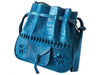 Moroccan Handmade Genuine Leather Bag - Heritage Tote Bucket Bag - Turquoise - Leather Work