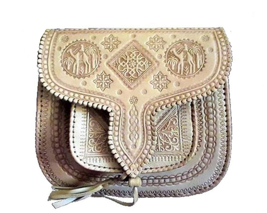 Leather Bag - Shoulder Bag - Natural Color - LSSAN Square by Moroccan Corridor