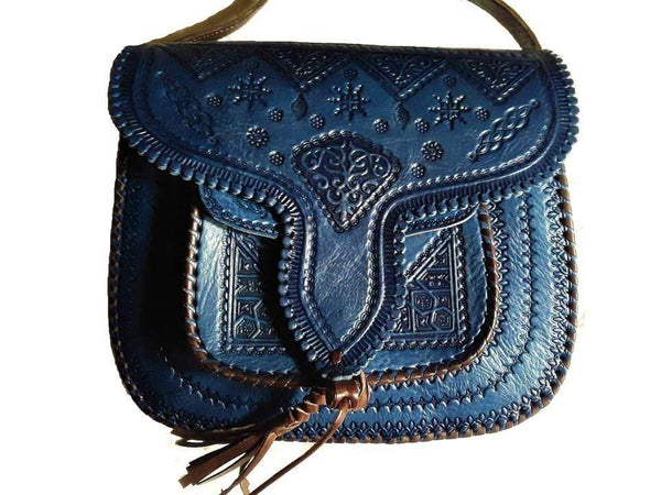 Genuine Leather Crossbody Bags in Teal | Large