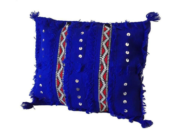Moroccan Handira Pillow / Cushion Cover - Blue of Marrakesh - Zoubaida |  Berber Pillows By Moroccan – Moroccan Corridor®
