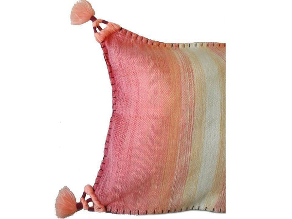 Pompom Cushion Cover | Pink - L - Handwoven Cushion Covers | Moroccan Corridor