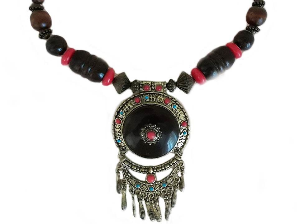 Boucles D'oreilles Ethniques Berbères Tiznit - Argenté Avec Perles - Style Tribal Touareg - Neuf Sans Emballage