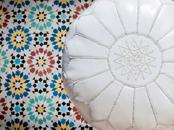 Moroccan Leather Pouf / Ottoman