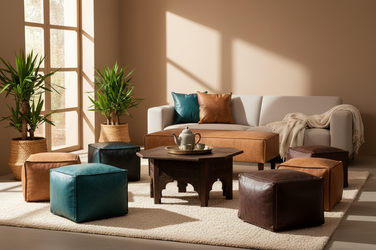 How to Create a Seamless Living-to-Dining Flow with Moroccan Poufs