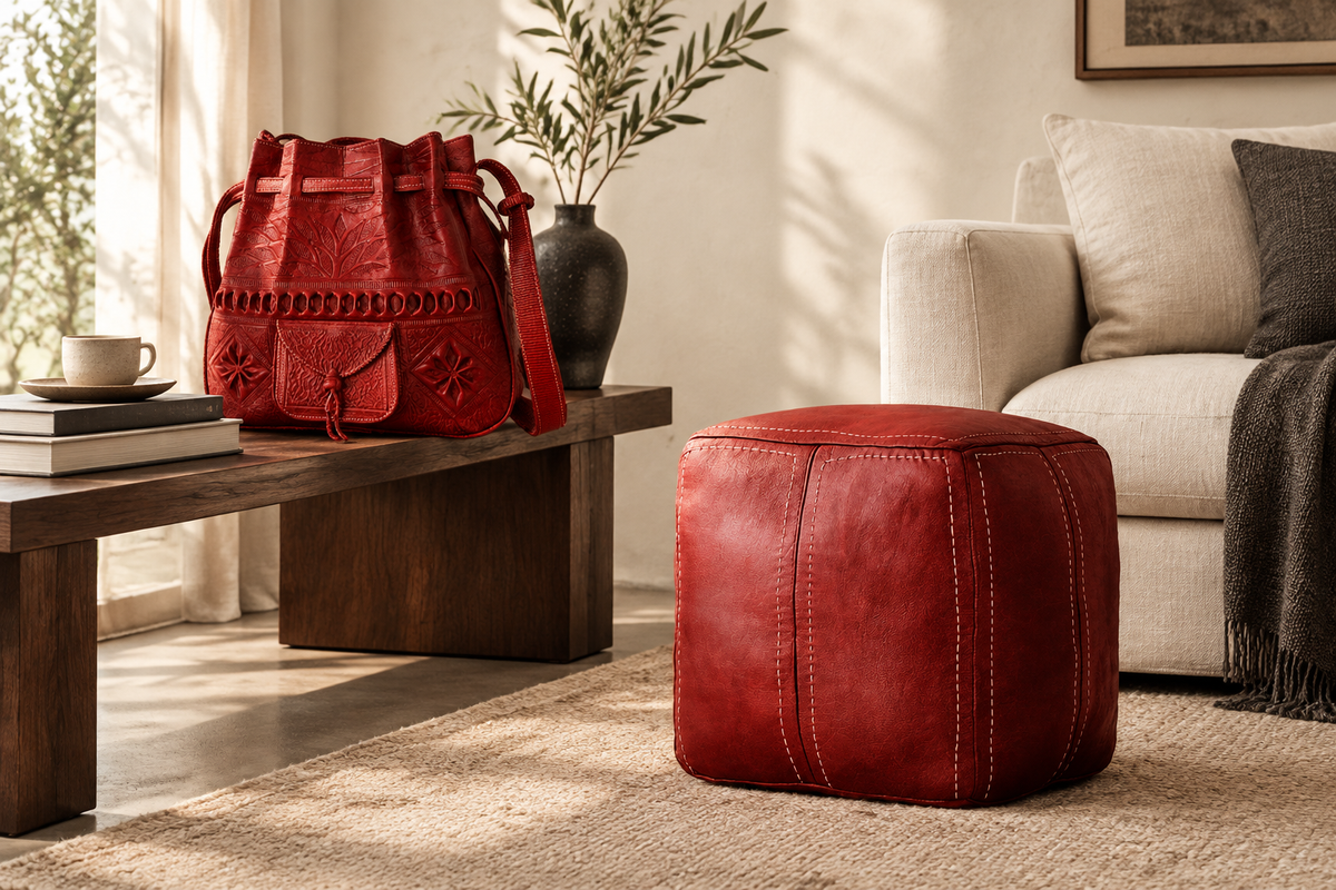 Proposition de hero Red avec pouf Aya et Heritage Tote rouges