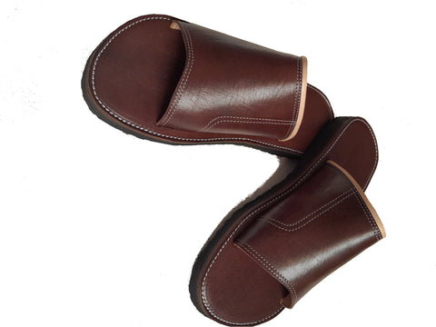 Mens Leather Sandal - Brown Caramel - Aabid