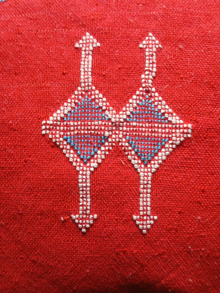 Handmade Moroccan Cushion Cover – Sabra Silk Pillow – Maram - Red