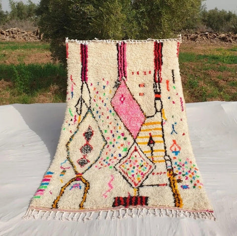 Tafsut — The Spring | Azilal Rug | Ivory & Multicolour | 173 × 124 cm