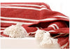 Red with White Stripes Pom Pom Blanket - Assouirri