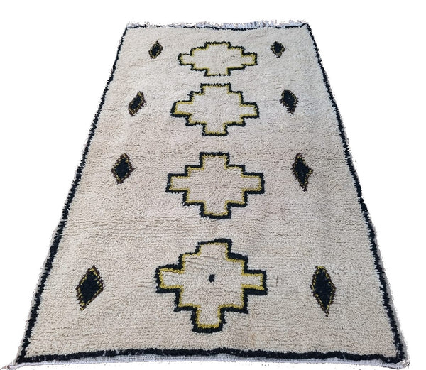 Azel — The Beauty Mark | Azilal Rug | Ivory, Black & Yellow | 2.5 × 1.5 m