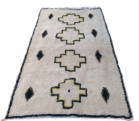 Azel — The Beauty Mark | Azilal Rug | Ivory, Black & Yellow | 2.5 × 1.5 m