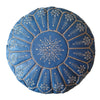 Moroccan Leather Ottoman - Majorelle - Flowers