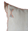 Handmade Moroccan Cushion Cover – Sabra Silk Pillow – Jihad - Creamy White
