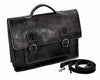 Leather Briefcase/Messenger Bag - Casablanca - Black