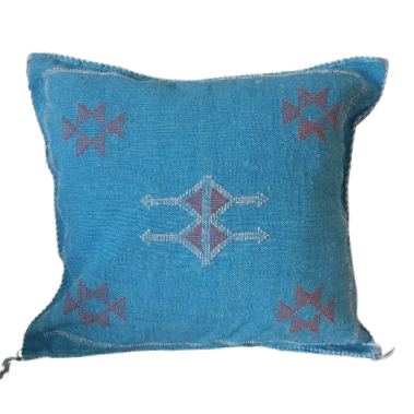 Handmade Moroccan Cushion Cover – Sabra Silk Pillow – Fayrouz - Turquoise