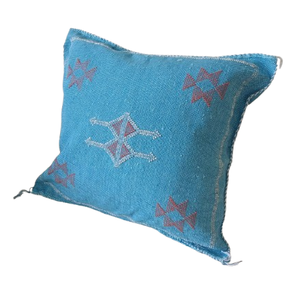 Handmade Moroccan Cushion Cover – Sabra Silk Pillow – Fayrouz - Turquoise