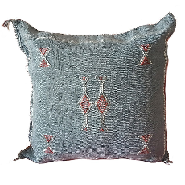 Handmade Moroccan Cushion – Sabra Silk Pillow – Lalla Halima - Grey