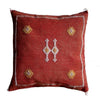 Handmade Moroccan Cushion Cover – Sabra Silk Pillow – Maram - Brick Red