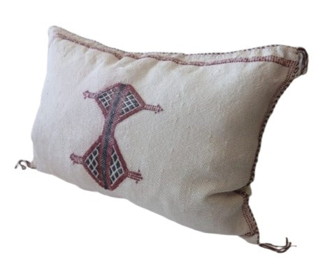 Handmade Moroccan Sabra Cactus Silk Cushion – White Cream | Lalla Amina