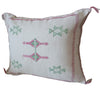 Handmade Moroccan Cushion – Sabra Cactus Silk Pillow – Lalla Fatiha - White