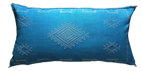 Sabra Cactus Silk Decorative Lumbar Pillow Cover - Sky - Turquoise