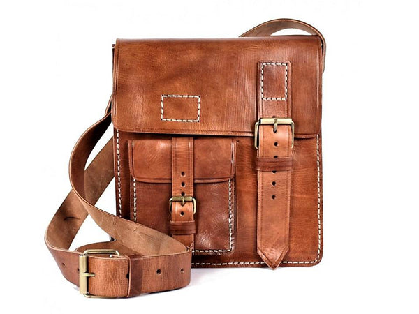Leather Portfolio/Satchel Bag - Riad - Brown Caramel