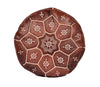 Moroccan Leather Tile Ottoman - Tan