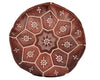 Moroccan Leather Tile Ottoman - Tan