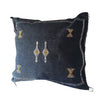 Handmade Moroccan Sabra Cactus Silk Cushion – Black | Lalla Fatiha
