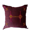 Handmade Moroccan Sabra Cactus Silk Cushion – Burgundy | Lalla Fatiha