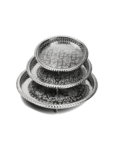 Moroccan Tea Tray - Round - Tiles - Set of 3