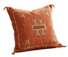Handmade Moroccan Cushion – Sabra Cactus Silk Pillow – Fayrouz - Orange