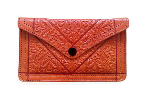 Envelope Leather Purse Orange Leather Purse By Moroccan Corridor®