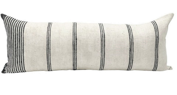 Oversized White with Black Stripes Lumbar Pillow Cover - Bahia