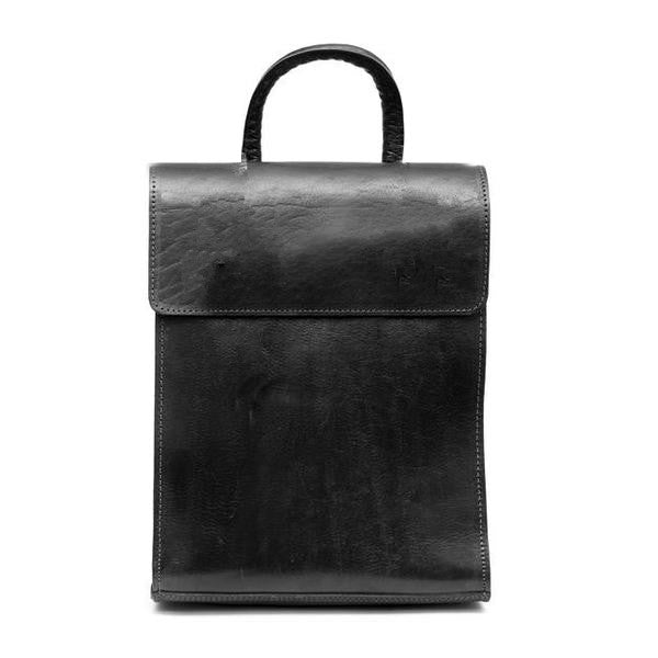 Paris Leather Slim Backpack - Black