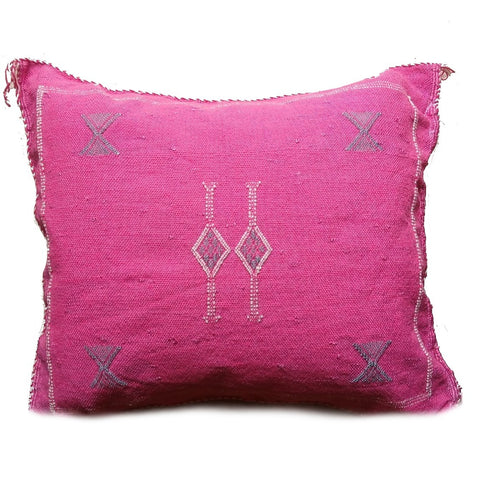 Handmade Moroccan Sabra Cactus Silk Cushion – Pink | Lalla Nezha