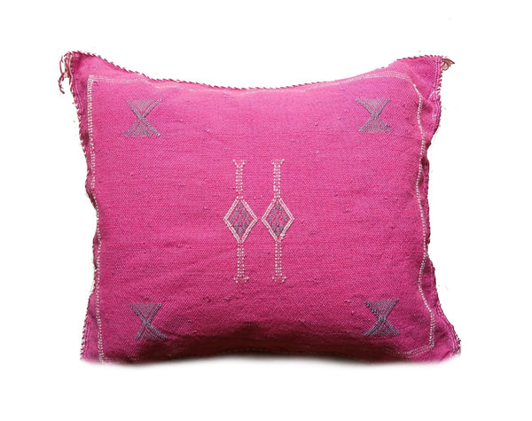 Handmade Moroccan Sabra Cactus Silk Cushion – Pink | Lalla Nezha