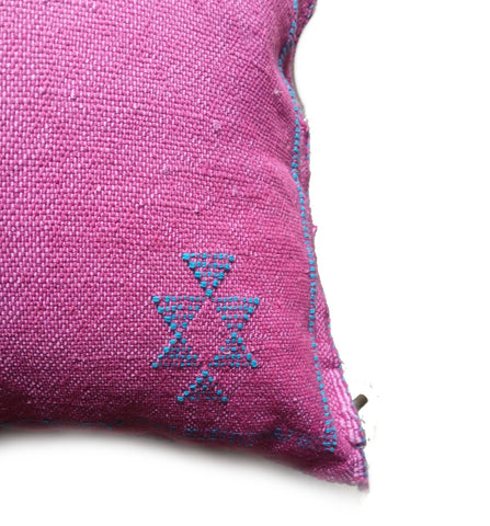 Handmade Moroccan Sabra Cactus Silk Cushion – Pink | Lalla Fatiha