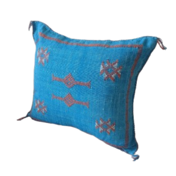 Handmade Moroccan Cushion Cover – Sabra Silk Pillow – Salma - Turquoise