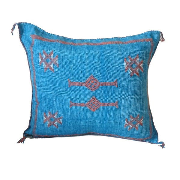 Handmade Moroccan Cushion Cover – Sabra Silk Pillow – Salma - Turquoise