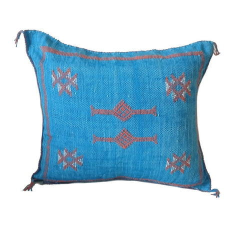 Handmade Moroccan Cushion Cover – Sabra Silk Pillow – Salma - Turquoise