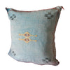 Handmade Moroccan Cushion Cover – Sabra Silk Pillow – Saham - Washed Turquoise